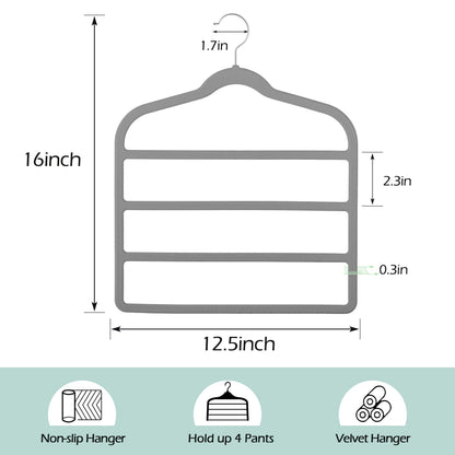 Velvet Pants Clothes Hanger Space Saving Non Slip Pants Shorts Hanger