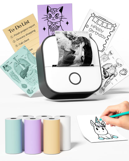 Memoking Mini Printer - Sticker Printer T02 Inkless Sticker Maker Machine