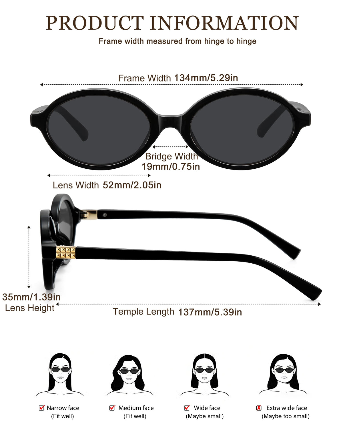 WOWSUN Retro Oval Sunglasses for Women,Slim 90s Vintage Fashion Shades