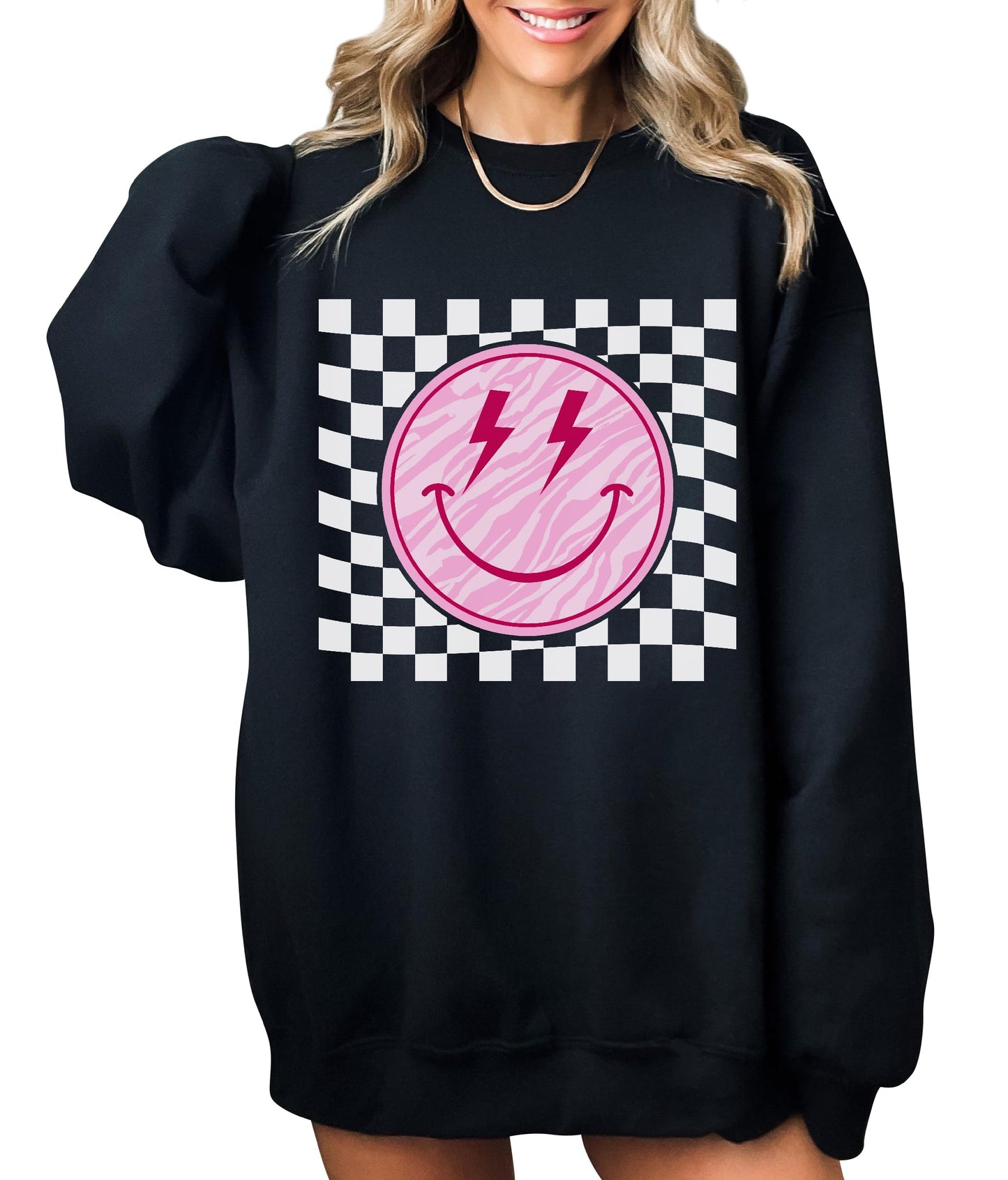 TEEAMORE Smiley Face Sweatshirt