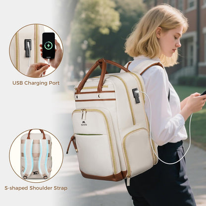 MATEIN Teacher Backpack with Lunch Compartment, 15.6 Inch Laptop Backpack | Detachable, with Organized Pocket, Commute Office College, Computer Backpacks for Men Women, Meal Prep Bag, Gift for Nurse