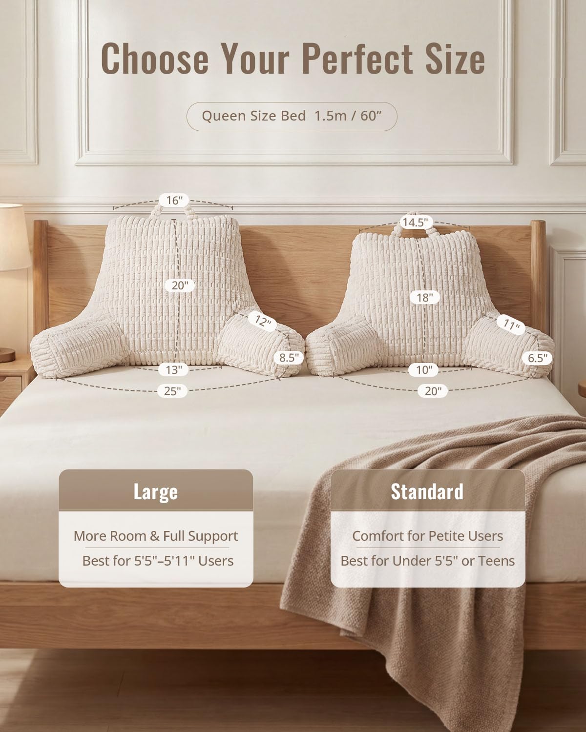 Blissful Diary Reading Pillow, Backrest Pillow with Shredded Memory Foam