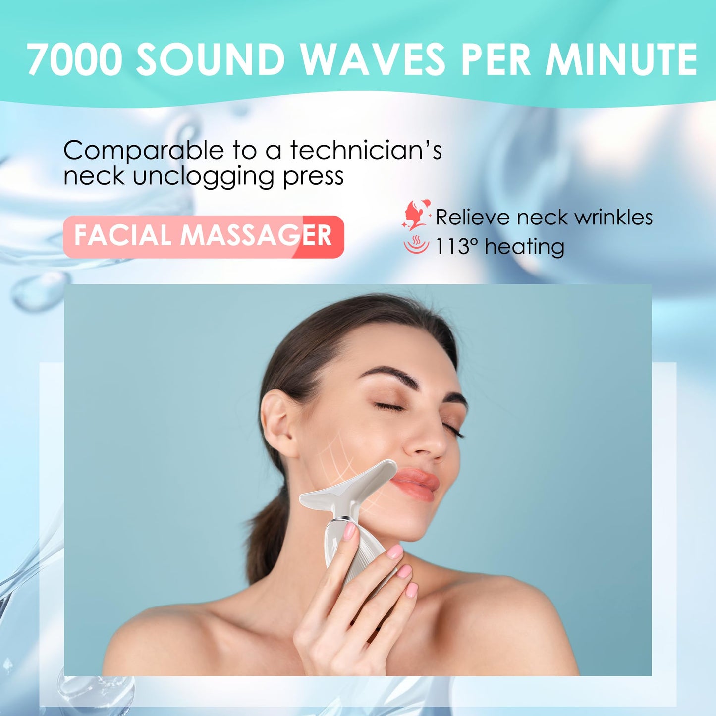 Facial Massager Face and Neck, Face 𝖲 culpting Wand Tool with 7 Color - Birthday, Christmas, Mothers Day, Valentines Day Gifts for Her Women Mom Best Friend Wife Teacher (White)