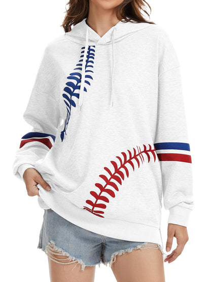 Womens Baseball Hoodie Casual Long Sleeve Baseball Mom Sweatshirt