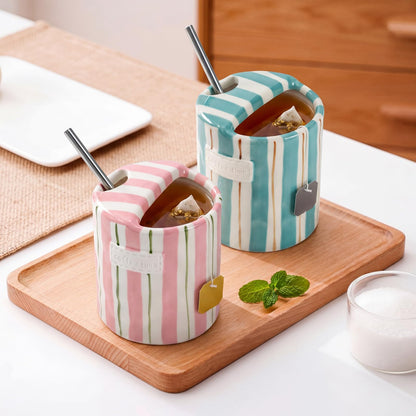 2 Pack Ceramic Mug with Sip Hole,
