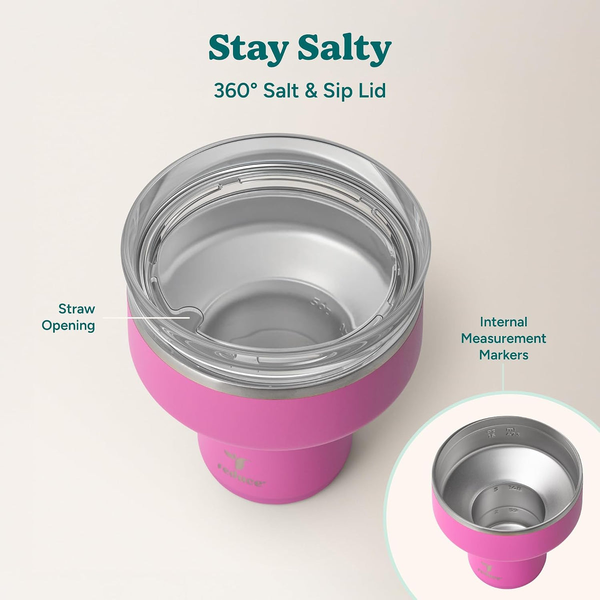 REDUCE Saltini 16oz Margarita Tumbler - Insulated Cocktail Glass - 4 Pack