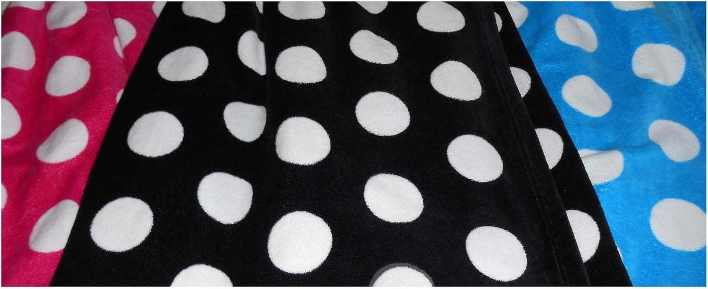 BY LORA Polka Dot Cotton Womens Terry Velour Spa Wrap Towel, Aqua, XXL