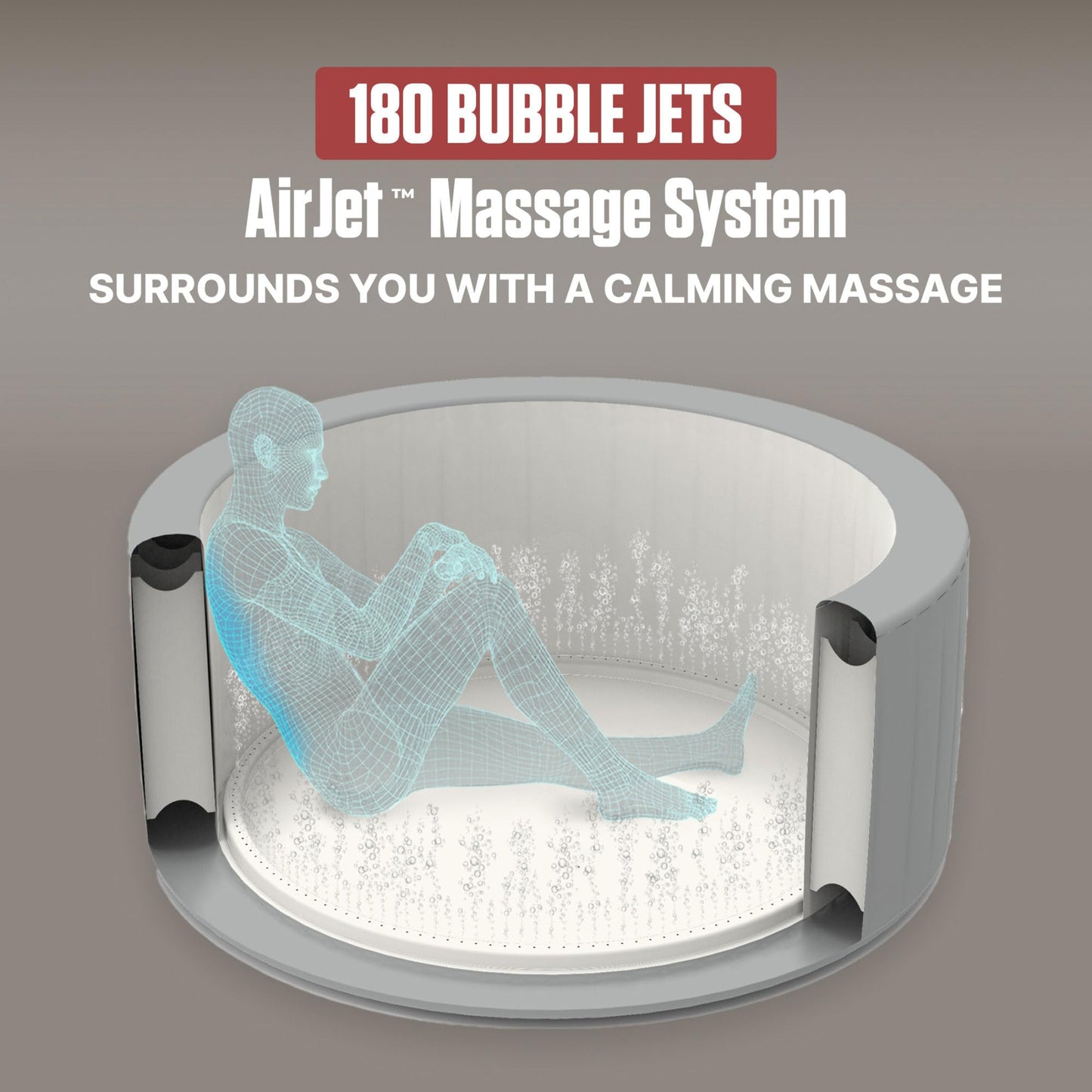 Coleman Sicily 5 to 7 Person Inflatable Hot Tub, Round Portable Outdoor Spa with 180 AirJets and EnergySense Cover, Grey, 85" x 28"