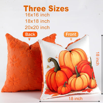 TOYPOPOR Halloween Decorations, 2 Packs Double Sided Ghost Pillow Covers, Soft Fur Throw Pillow Cases Indoor outdoor Pumpkin Couch Cushion Case for Fall Autumn Bedroom Living Room Home Decor 18''x18''