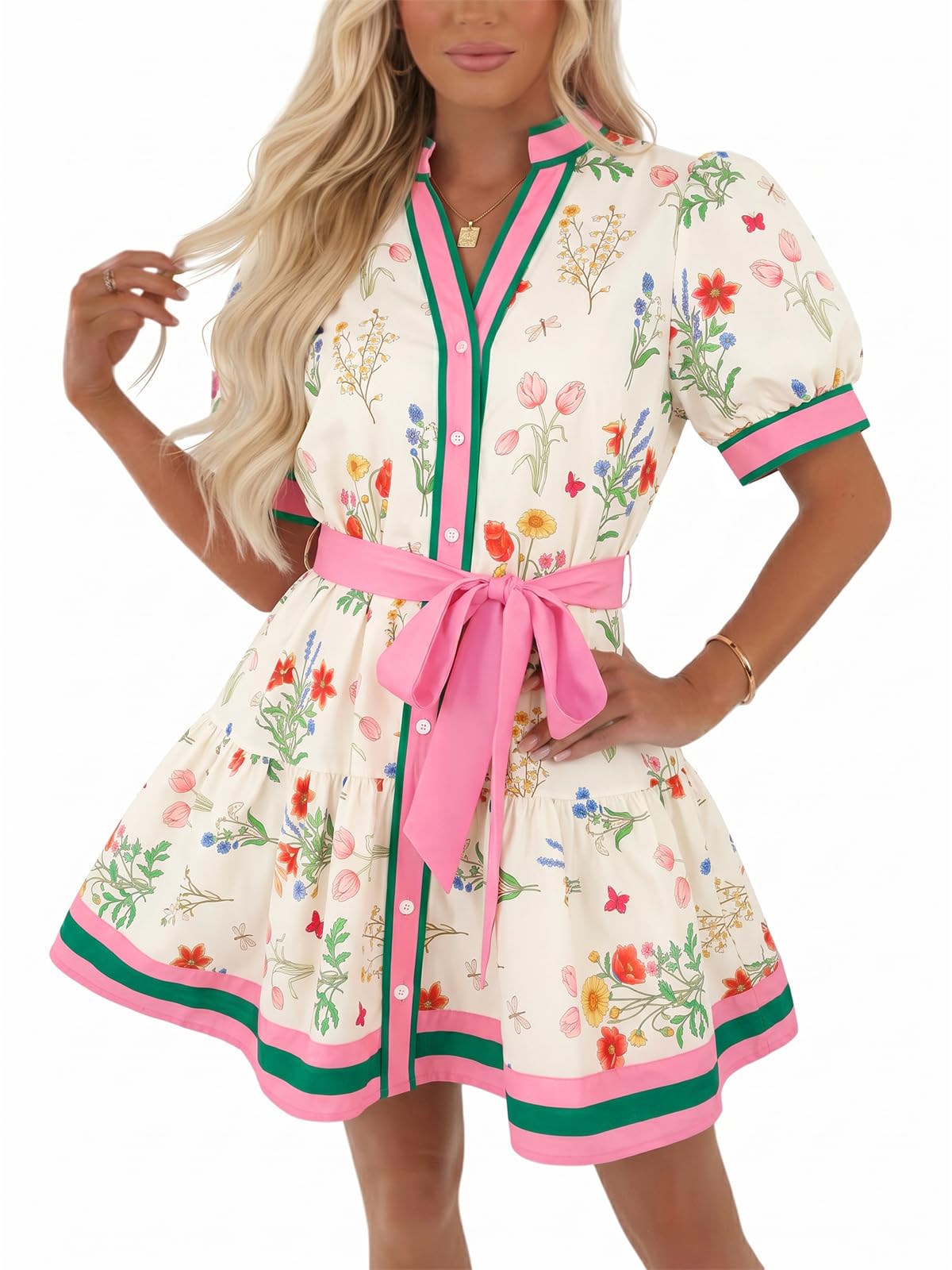 Wenrine Womens Summer Floral Mini Dress