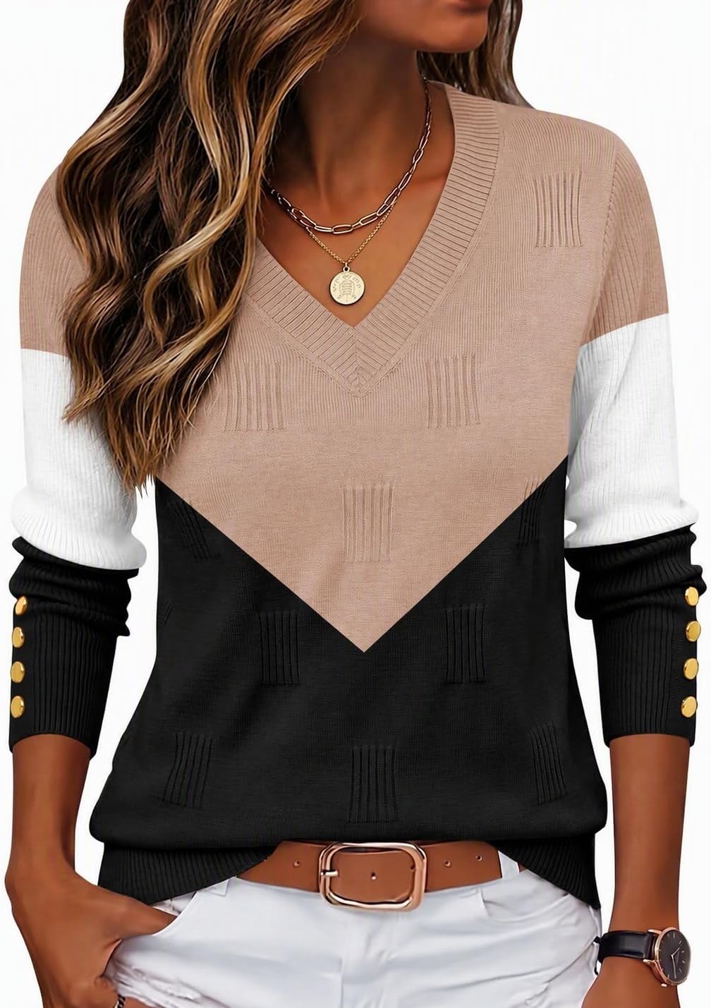 Zeagoo Womens V Neck Sweaters