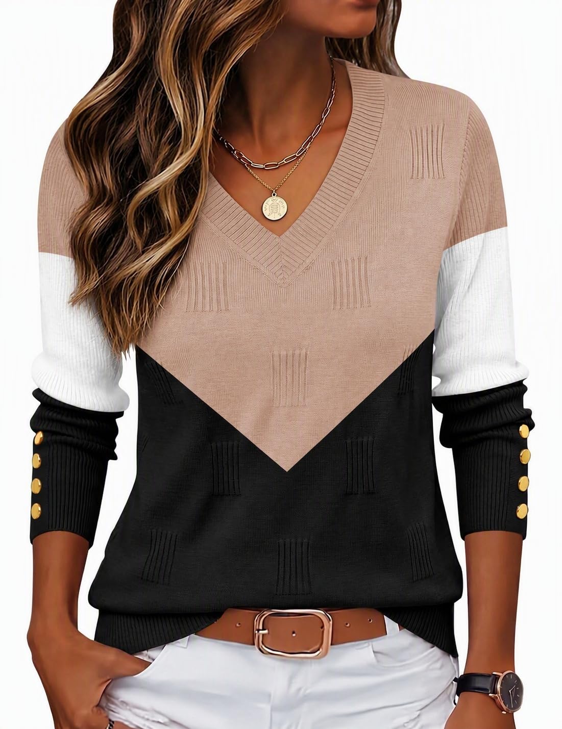 Zeagoo Womens V Neck Sweaters
