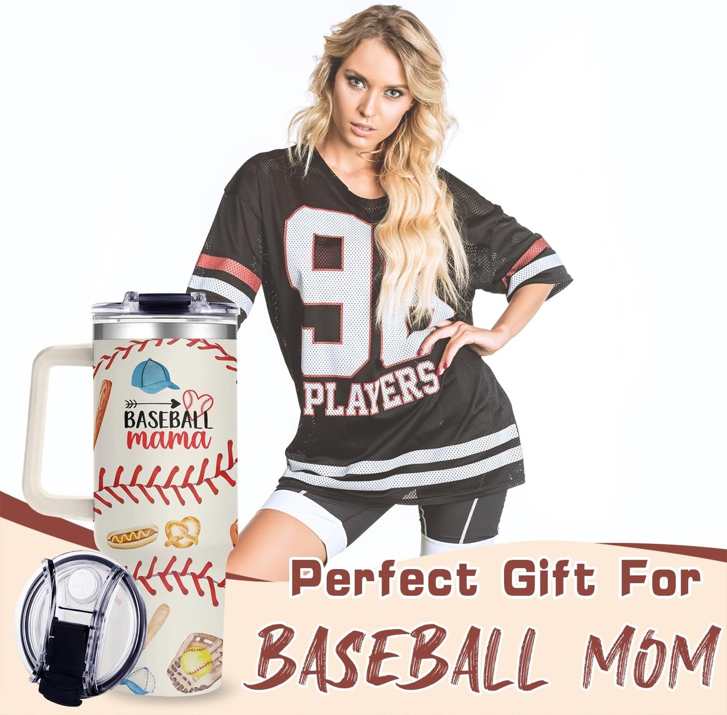 40oz Baseball Mom Tumbler, Christmas Holiday Gifts for Baseball Lovers