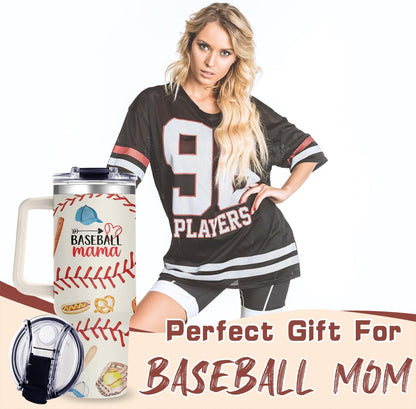 40oz Baseball Mom Tumbler, Christmas Holiday Gifts for Baseball Lovers