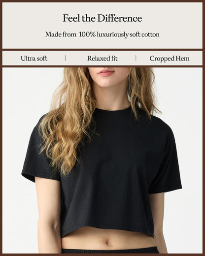Cozy Earth Women's All Day Cropped Tee, 100% Cotton T-Shirt