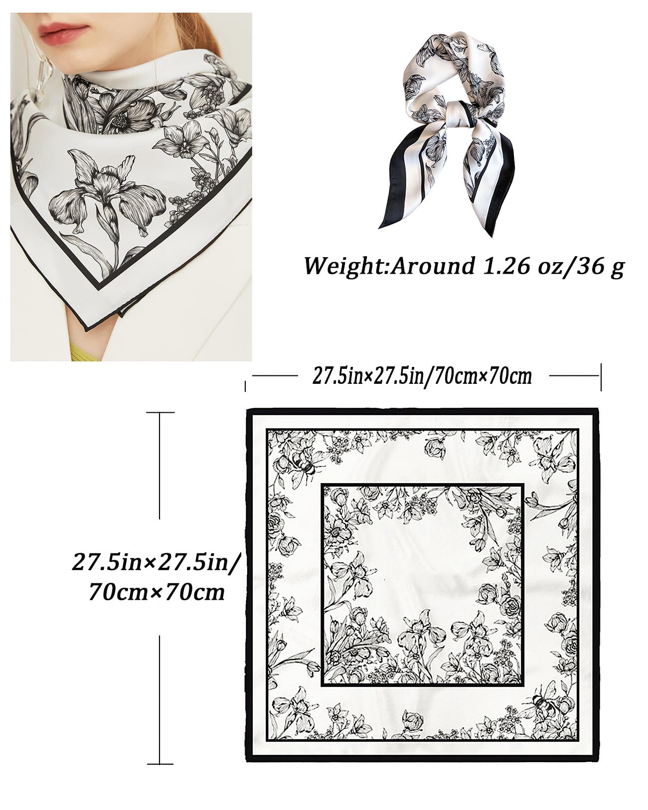 Saiusloa Neck Scarf For Womens Silky Head Scarves Hair Bandanas Square Scarf Fashion Accessories lightweight