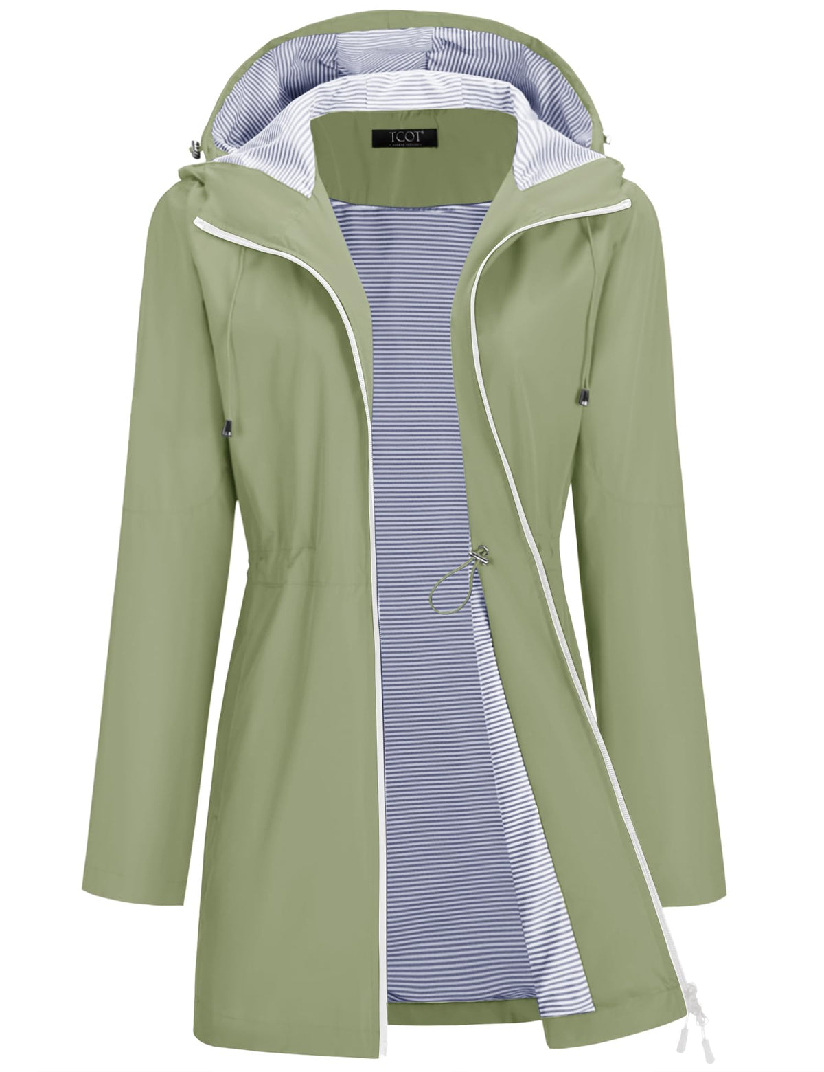 TCOT Rain Jacket Women Lined Raincoats Waterproof Hooded Long Trench Coat