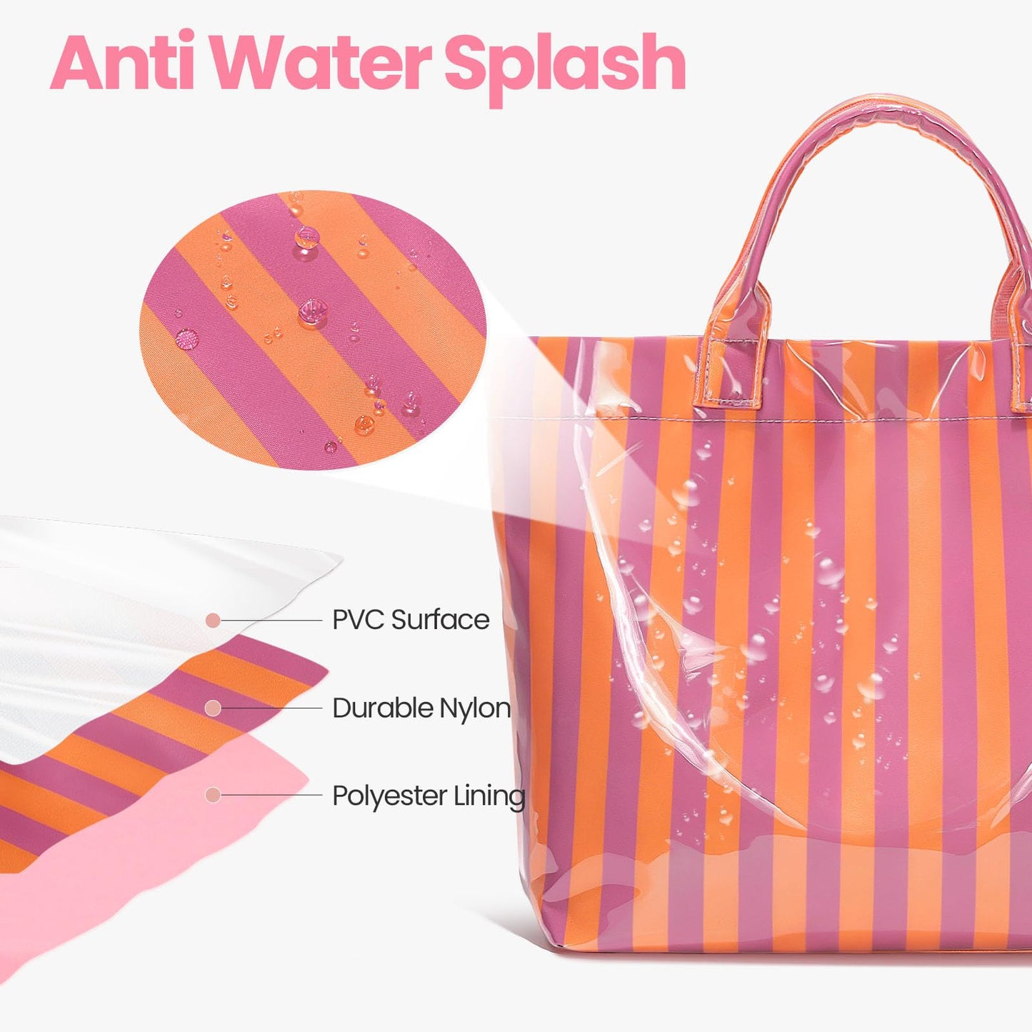 Striped PVC Tote Bag Large Glossy