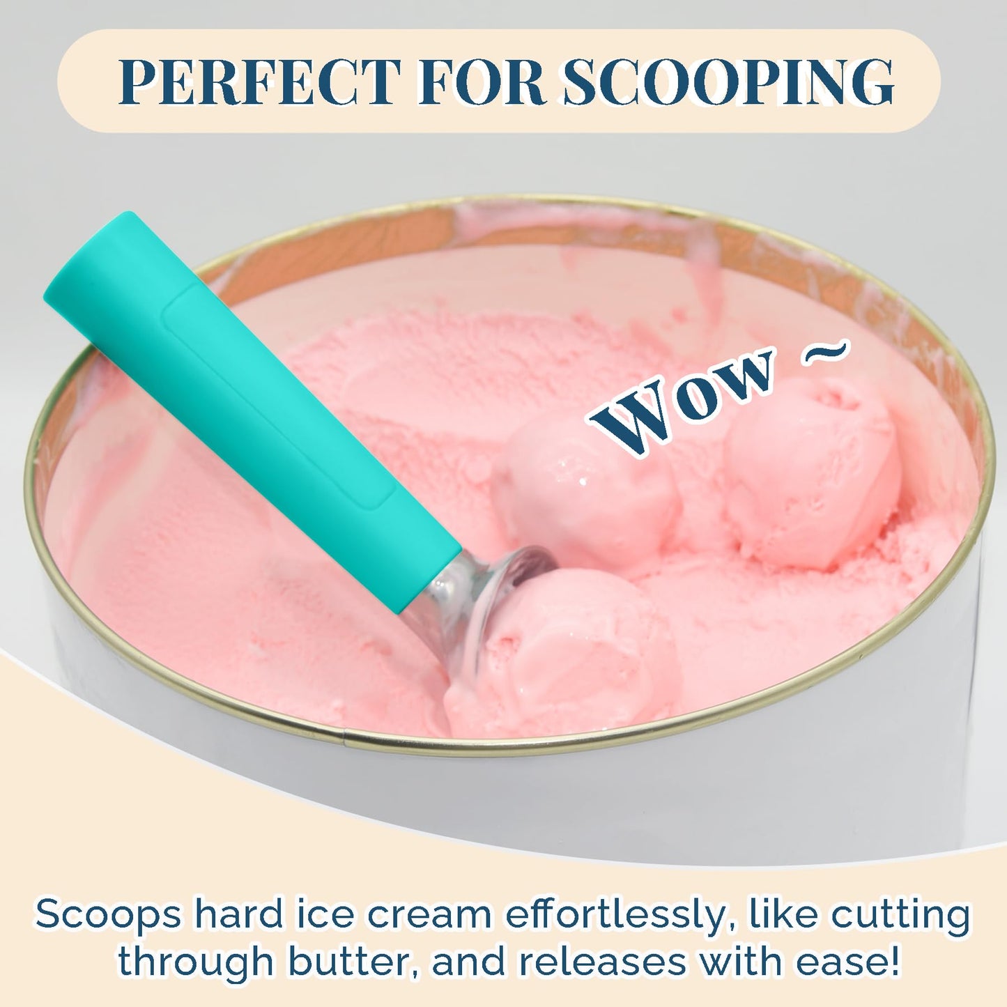 Heated Ice Cream Scoop Rechargeable, Electric Warming Ice Cream Scooper with LED Display, Heats to 158°F for Hard Ice Cream, Easy for Seniors & Kids, IP67 Waterproof (White, 2 oz)