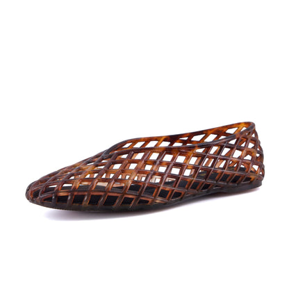 CUSHIONAIRE Siesta Modern Lattice Ballet Flats for Women, Comfortable Slip On Pointed Toe Womens Jelly Shoes