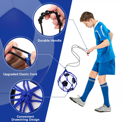 TOBWOLF Football Kick Trainer, Soccer Return Trainer Net Fits Ball Size 3, 4, 5, Hands-Free Soccer Kick Throw Training Aid
