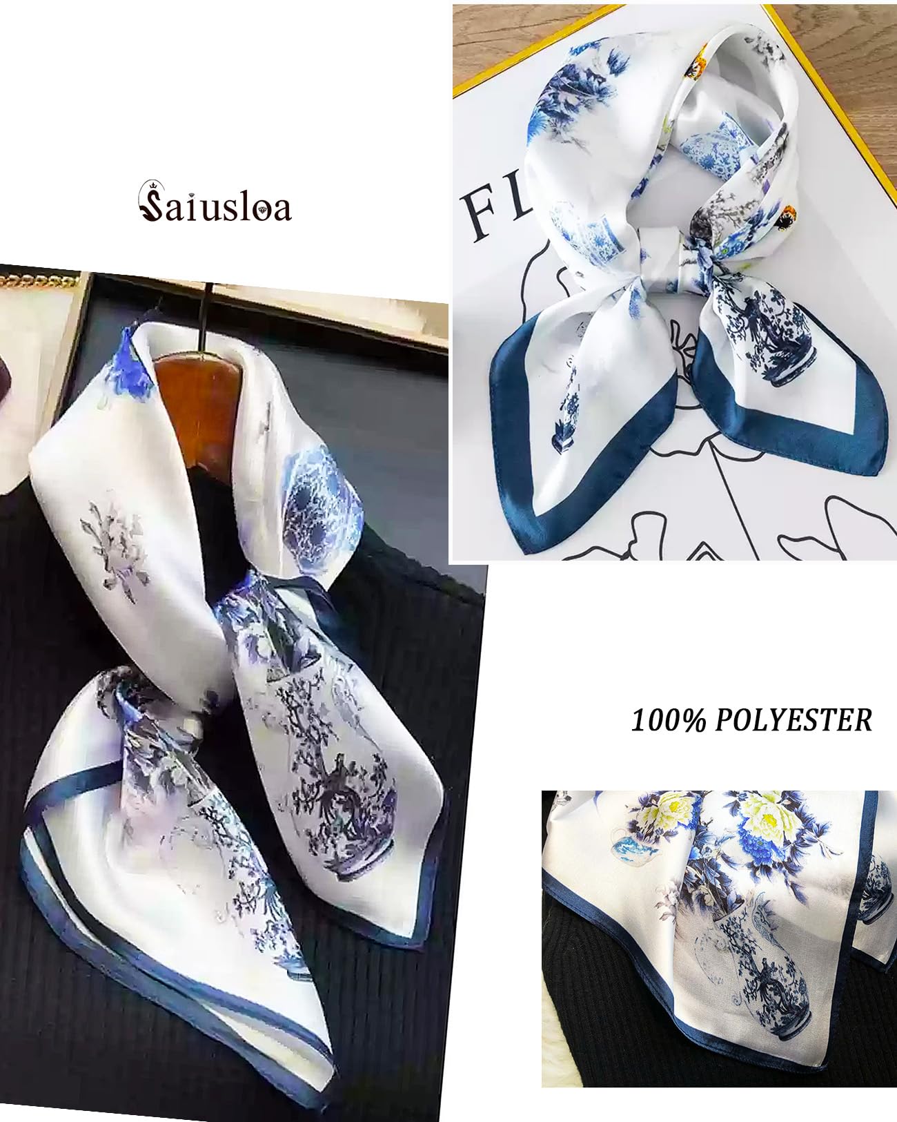 Saiusloa Neck Scarf For Womens Silky Head Scarves Hair Bandanas Square Scarf Fashion Accessories lightweight