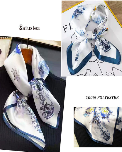 Saiusloa Neck Scarf For Womens Silky Head Scarves Hair Bandanas Square Scarf Fashion Accessories lightweight