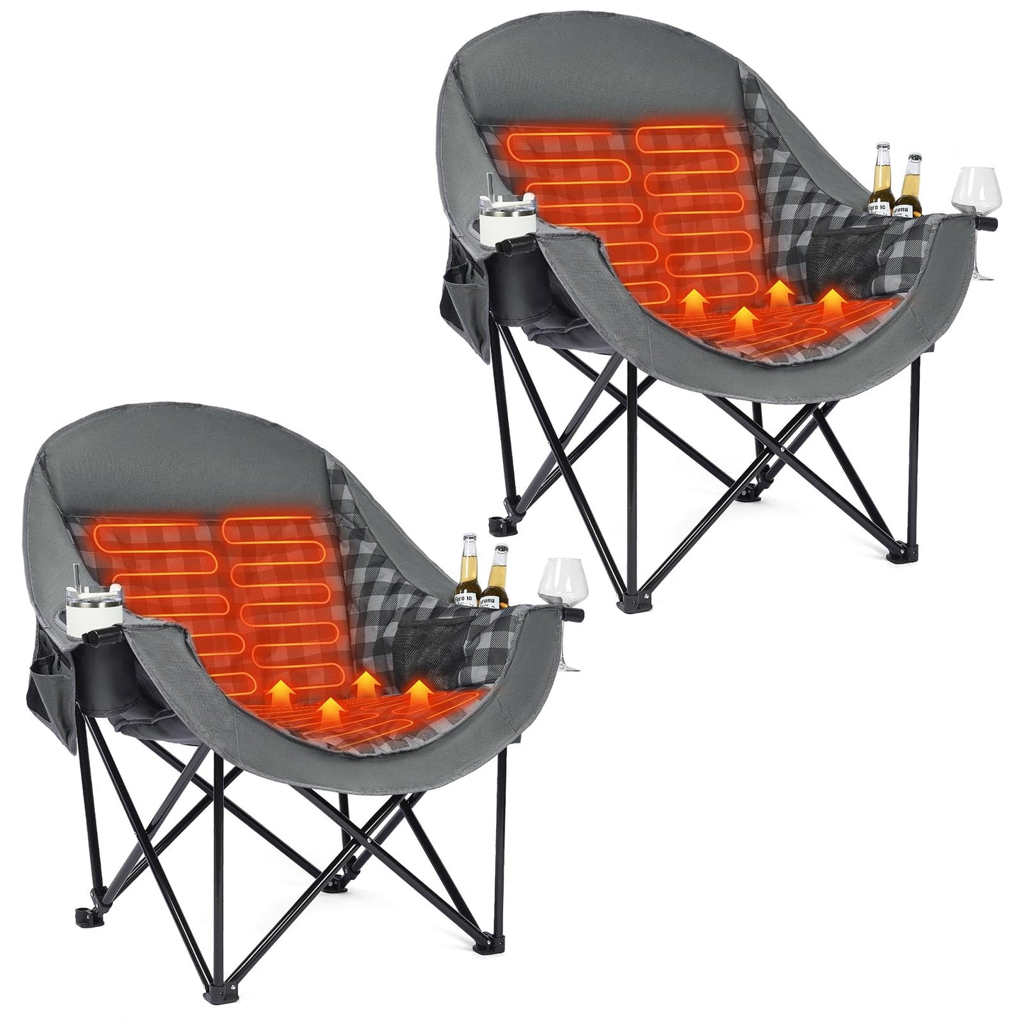 Oversized Camping Chairs for Adults - Heavy Duty Padded Outdoor Camp Chair