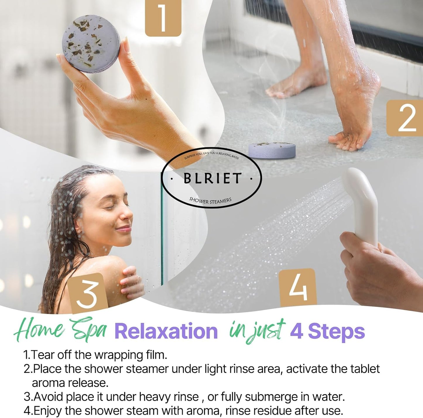 Blriet Shower Steamers Aromatherapy Relief Gifts for Women Teen Girls 8 ct