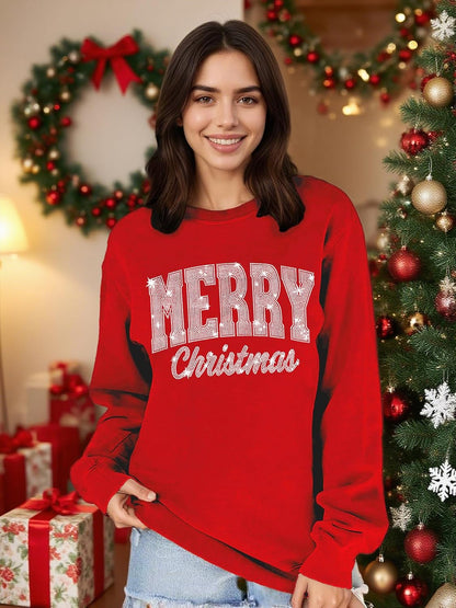 Tewmeu Christmas Sweatshirts for Women Sparkly Merry and Bright Sweater