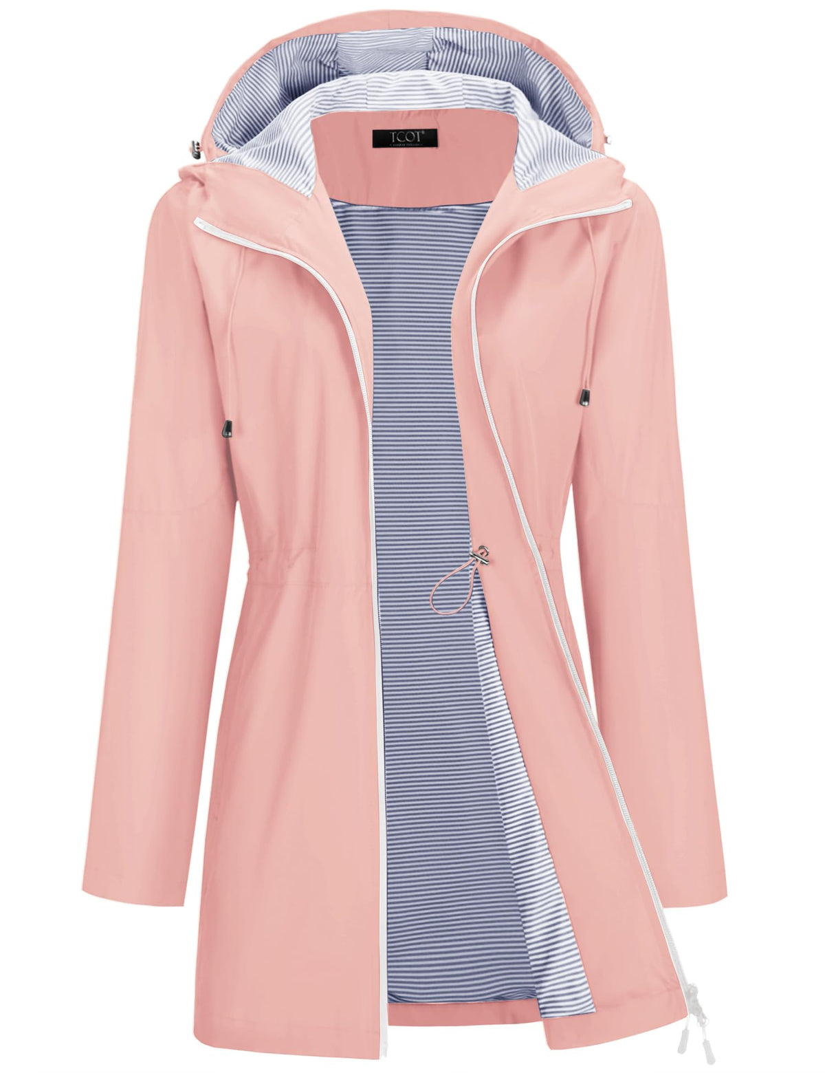 TCOT Rain Jacket Women Lined Raincoats Waterproof Hooded Long Trench Coat