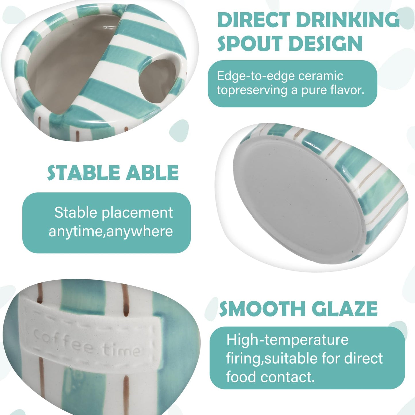 2 Pack Ceramic Mug with Sip Hole,