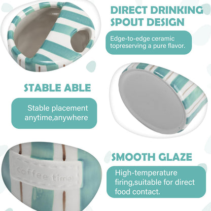 2 Pack Ceramic Mug with Sip Hole,