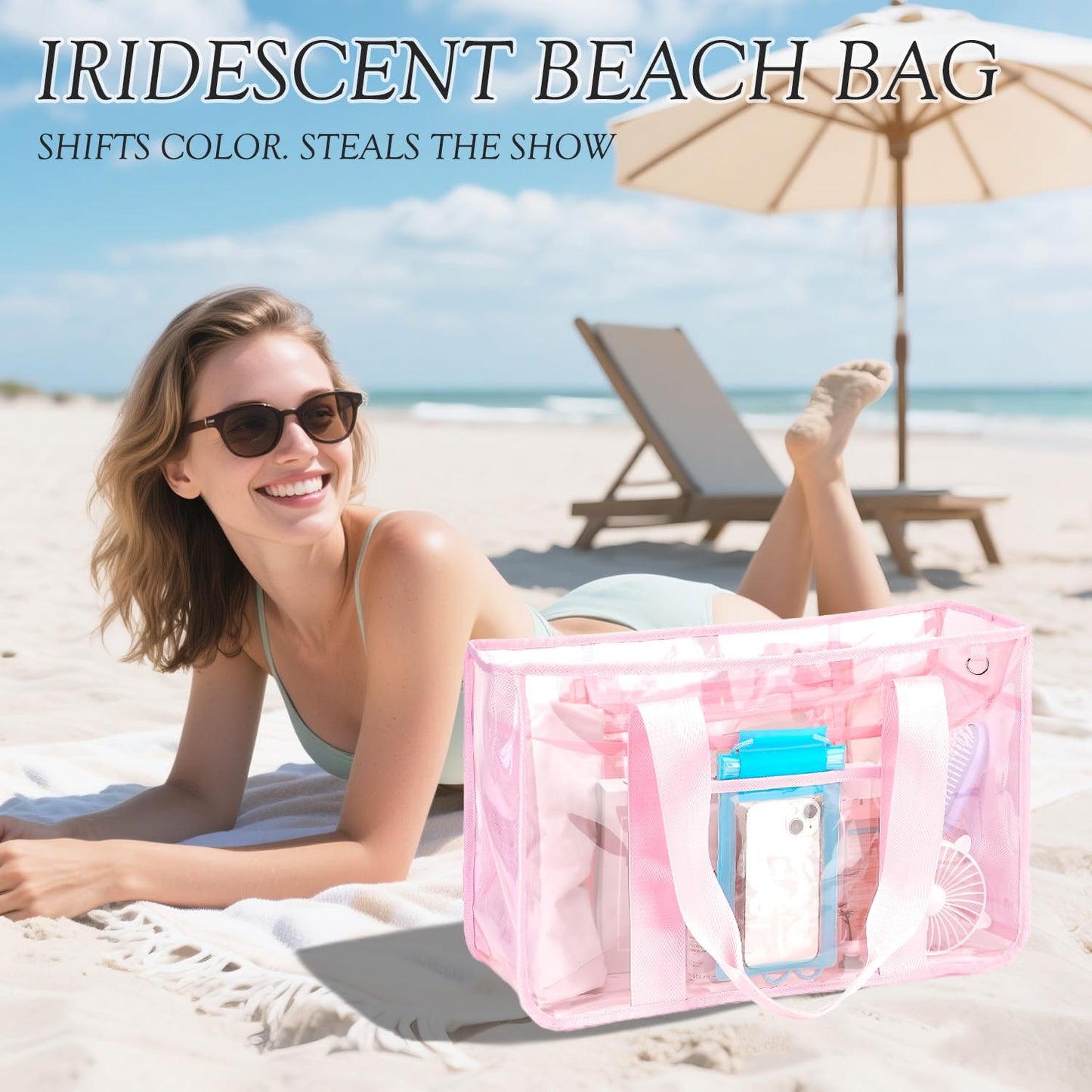 Fammart Iridescent Clear Beach Bags (Waterproof)