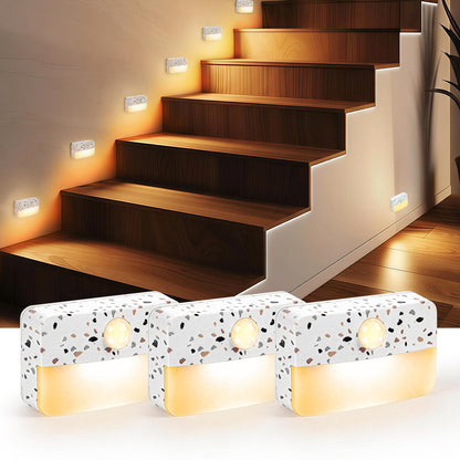 Guankai 8 Pack Motion Sensor Stair Light for Indoor, Battery Operated Closet Lights, Wireless Stick on Anywhere Hallway Lamp, Portable Led Night Lamps for Bedroom Under Cabinet Kitchen