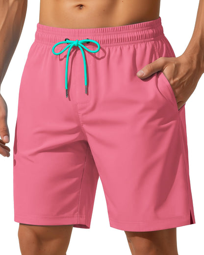 Yufawow 9 Inch Men Swim Trunks with Mesh Lining Quick Dry Breathable Pockets for Summer Beach Cruise Water Park Gym Running