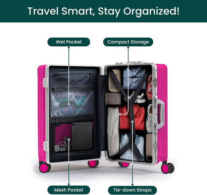 Nobl Travel Large Zipperless Aluminum Frame Hard Shell Checked Suitcase