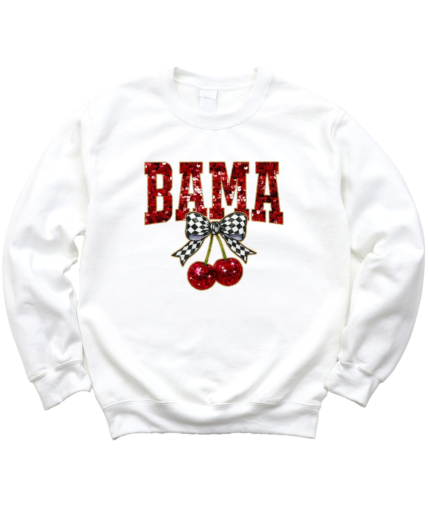 Olive Loves Apple Bama Red Ink-Printed Sequins Sweatshirt for Women & Teens Alabama Fall Sports Sweater
