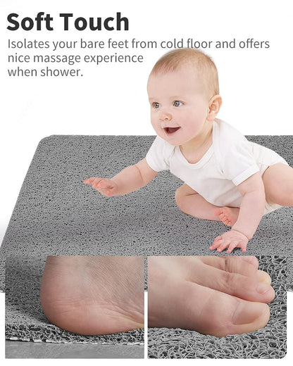 Non Slip Shower Mat, Comfortable Bath mat for Textured Surface,Quick Drying Easy Cleaning Shower Floor Mat for Wet Area,Without Suction Cups Pink 24 x 24