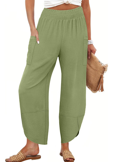 ANRABESS Womens Wide Leg Palazzo Capri Pants 2026 Summer Casual High Waisted Barrel Lounge Flowy Cropped Beach Work Trousers