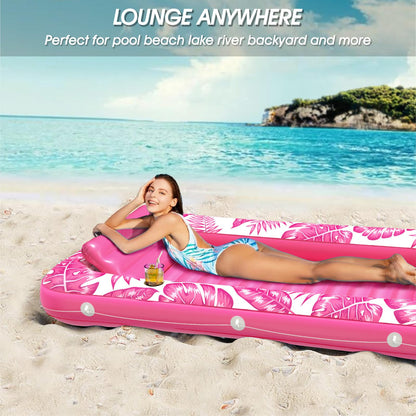 Inflatable Tanning Pool Lounger Float - Jasonwell 4 in 1 Sun Tan Tub Sunbathing Pool Lounge Raft Floatie Toys Water Filled Tanning Bed Mat Pad for Adult Blow Up Kiddie Pool Kids Ball Pit Pool (L)