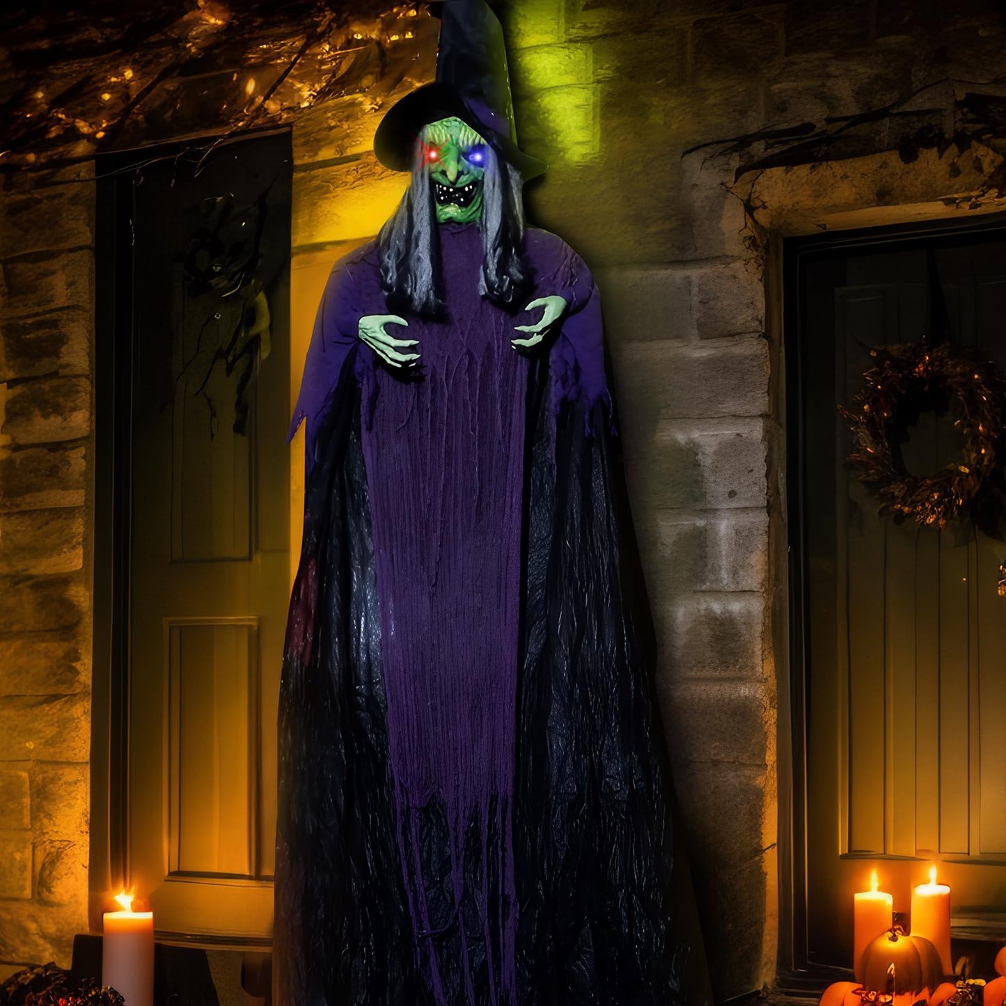AW 9Ft Animatronics Flying Witch Hovering Broom Animated AC 100V-240V Halloween Outdoor Decoration Motion Activated 2026