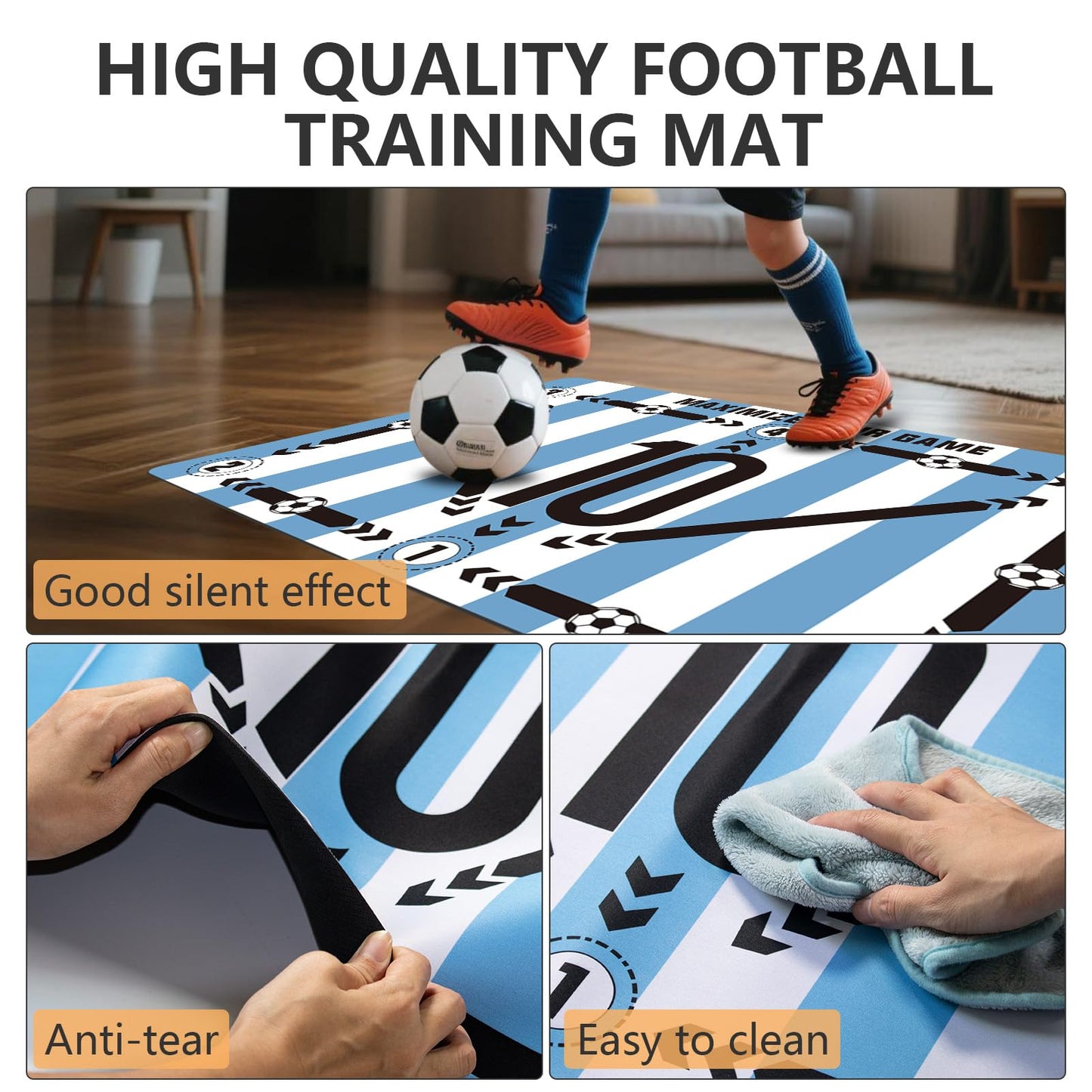 Soccer training mat,Soccer training equipment accessories for All Ages to Improve Speed Strength Agility and Coordination,Anti-Slip/Silent Mat