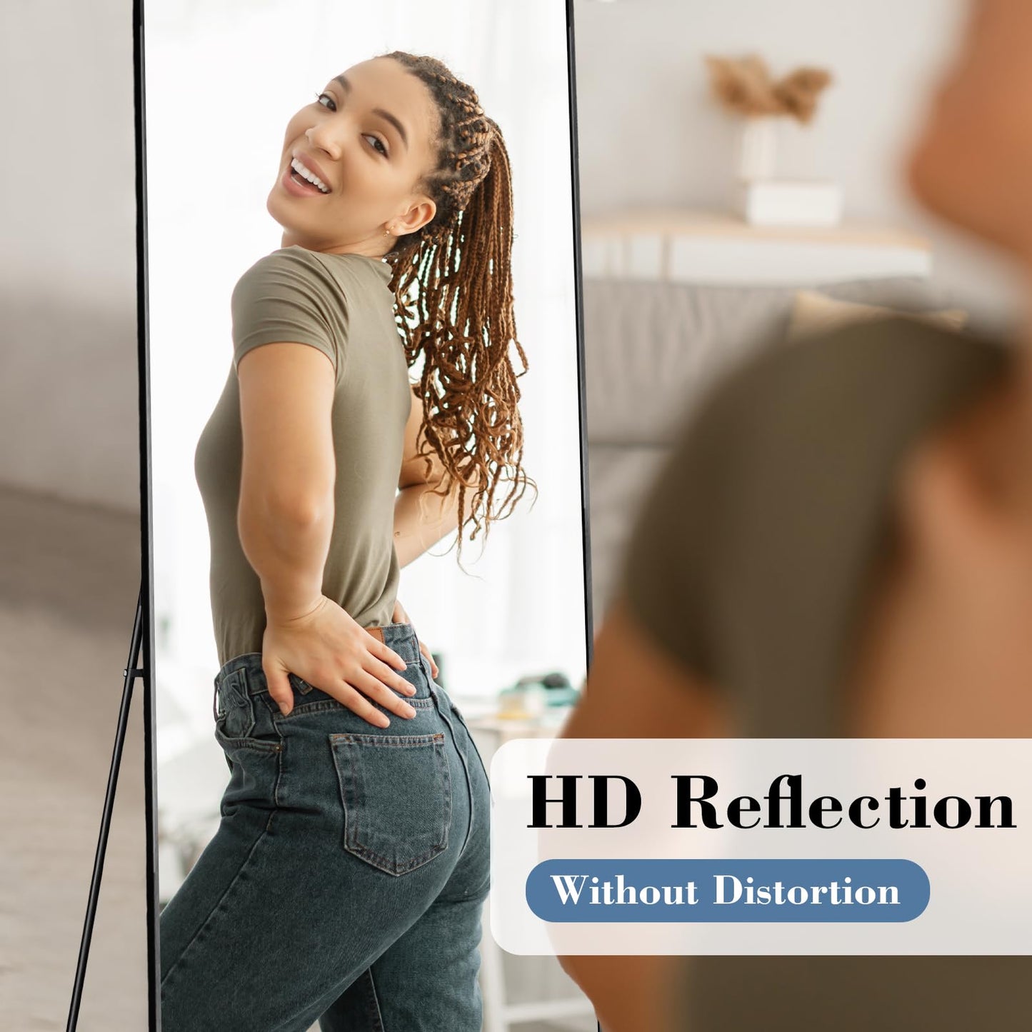DUMOS 59"x16" Arched Full Length Mirror with Stand