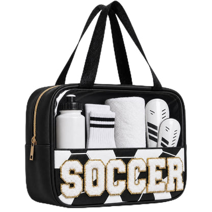 Baseball Mom Essentials Baseball Team Gifts Makeup Cosmetic Bag Clear Chenille Letter Zipper Pouch Stuff Sport Portable Travel Case