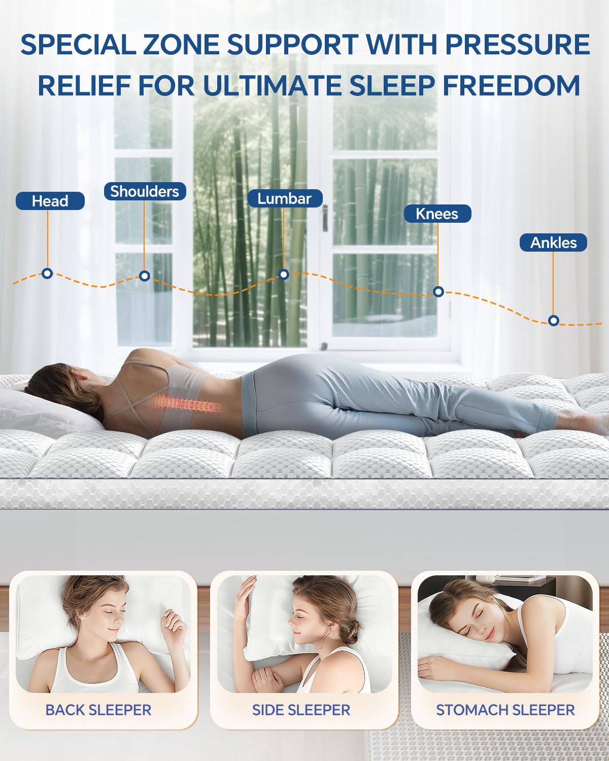 BEDELITE Dorm Room Essentials, Dual Layer 4 Inch Twin XL Memory Foam Mattress Topper for College Students Back to School, 2 Inch Pillow Top Mattress Pad and 2 Inch Cooling Gel Foam for Pressure Relief
