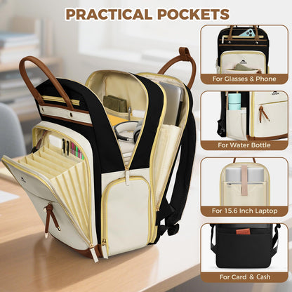 MATEIN Teacher Backpack with Lunch Compartment, 15.6 Inch Laptop Backpack | Detachable, with Organized Pocket, Commute Office College, Computer Backpacks for Men Women, Meal Prep Bag, Gift for Nurse