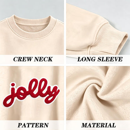 Christmas Sweatshirts For Women Jolly Glitter Patch Striped Sweater