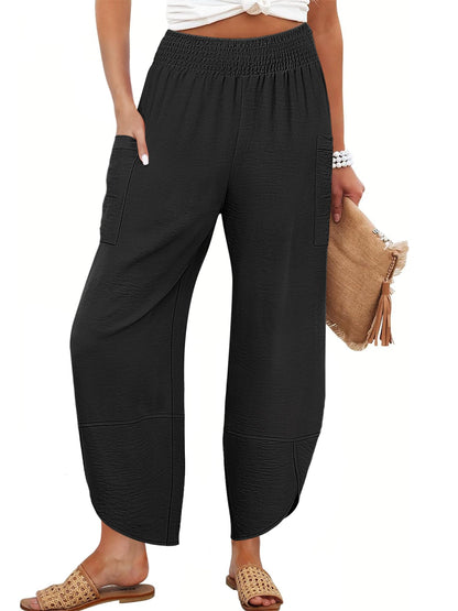 ANRABESS Womens Wide Leg Palazzo Capri Pants 2026 Summer Casual High Waisted Barrel Lounge Flowy Cropped Beach Work Trousers