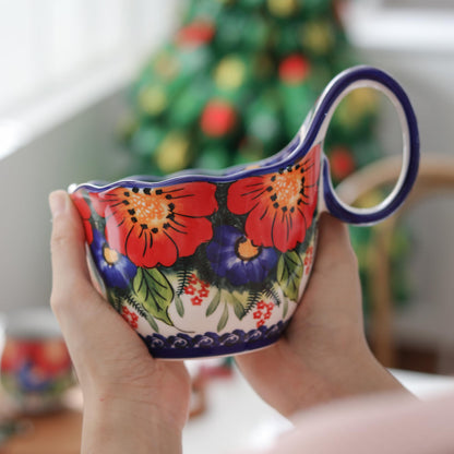ALMA Handpainted Microwavable Soup Bowl with Loop Handle 18.6oz, Cereal Bowl With Handle Great for Berry, Fruits, Chili, Stew, Ice cream,Floral Soup Mug for Women